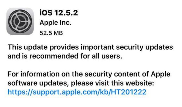 友好苹果手机维修分享iOS12.5.2发布，建议所有老苹果用户安装 